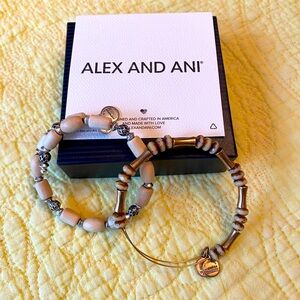 Alex and Ani Gold and Brown Wrap Bracelets